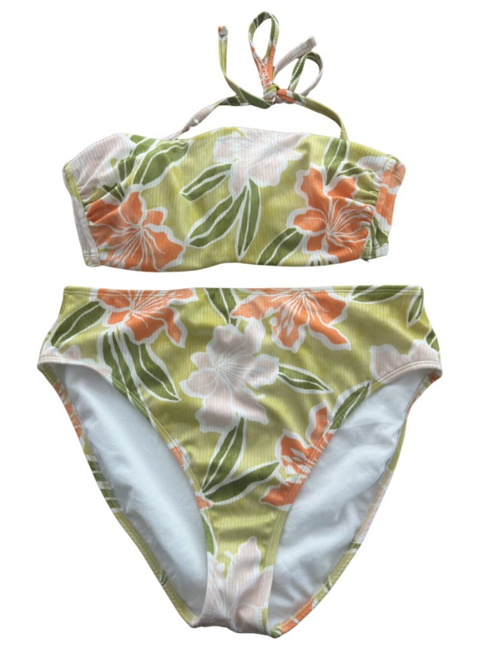 Shade & Shore Tropical Floral Bikini Set Large 38D High Waisted